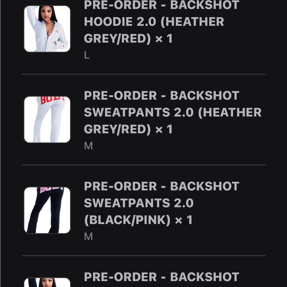 Body by raven Tracy backshot sweatsuit 2.0
Only the bottom left available - Picture 6 of 6